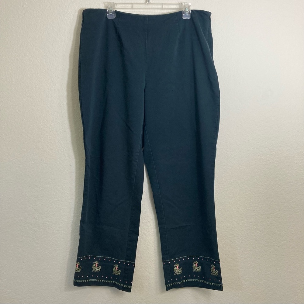 Vintage Requirements Embroidered Poodle Pants - Black - Size 18W Petite